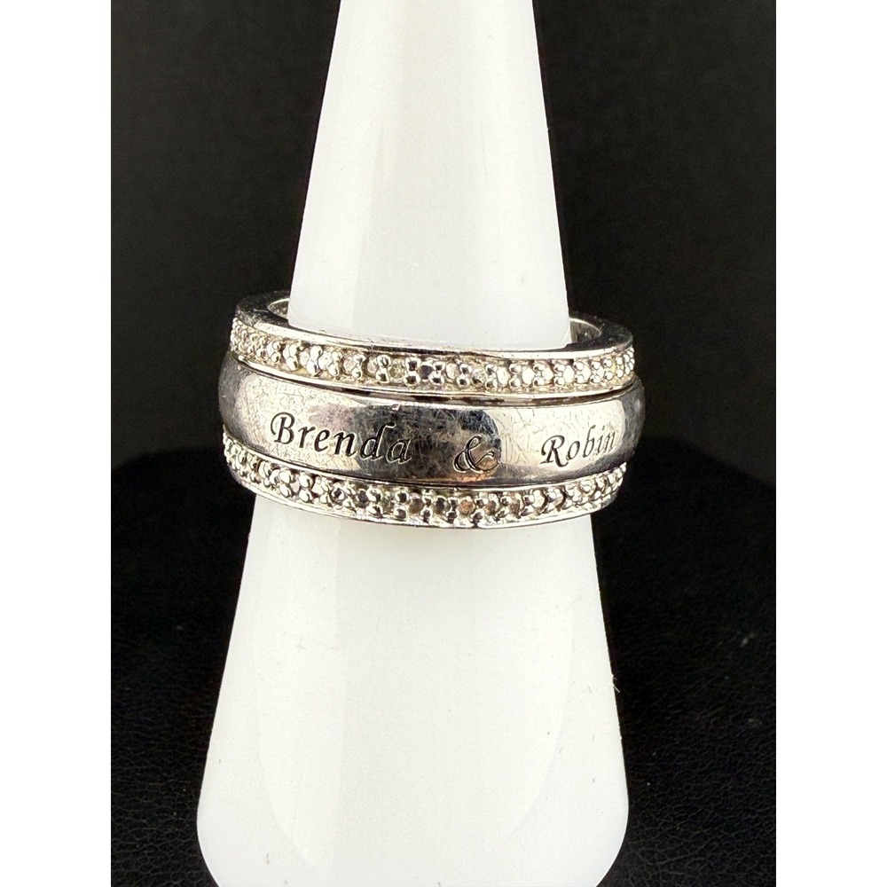 Vintage BGE Sterling Silver Spinner Band Ring Engraved Brenda & Robin Size 8